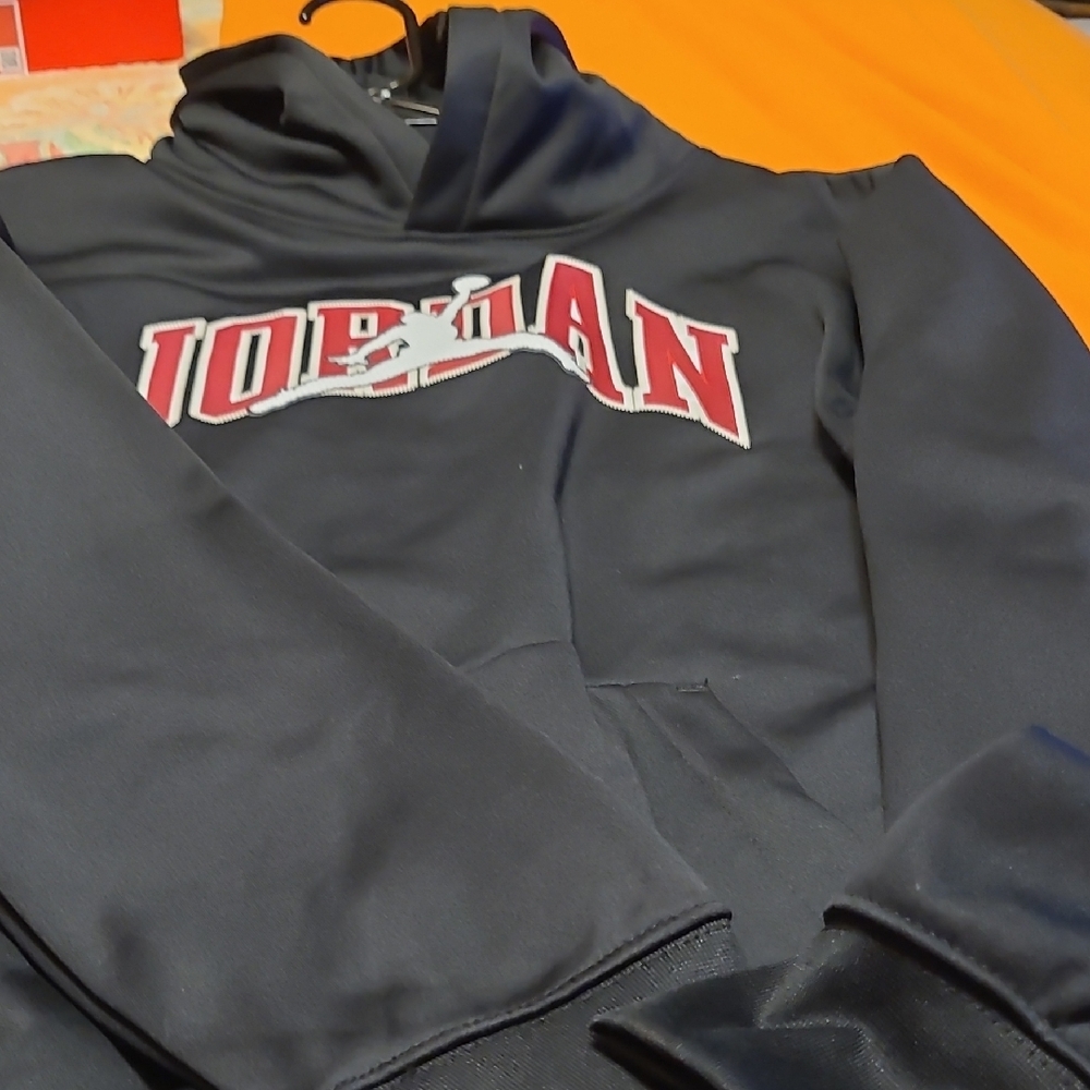 Jordan Dark Gray Hoodie with Red and White Logo